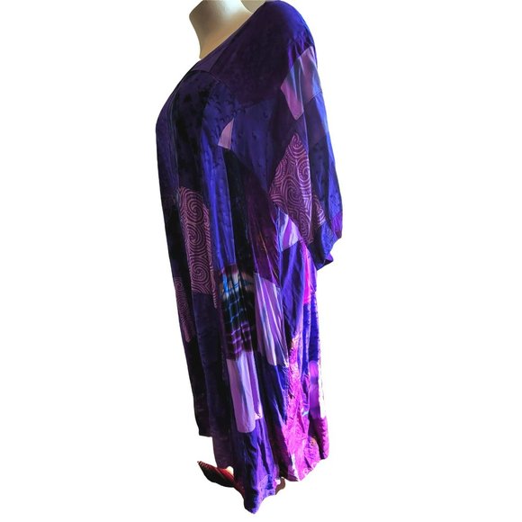 Purple Patchwork Dress Caftan Beach Coverup Trapeze Boho Woman's 3X Plus LH8142 - Picture 10 of 10